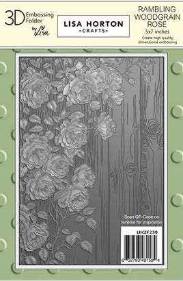 Rambling Woodgrain Rose - 5 x 7 Lisa Horton 3D Embossing Folder