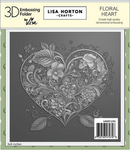 Floral Heart - 6x6 Lisa Horton 3D Embossing Folder with Die