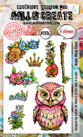 #1196 Night Wing Petals - A6 Stamp Set