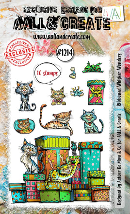 #1214 Ribboned Whisker Wonders - A6 Stamp Set