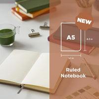 Sakura A5 Notebook – Amber, 5.1″ x 8.3″, Ruled 52414