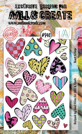 #940 Heart Collage - A6 Stamp Set