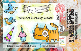 #966 Purrfect Birthday - A7 Stamp Set