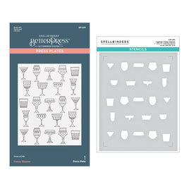 Layered Classy Glasses Press Plate & Stencil Bundle