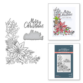 Poinsettia Corner Press Plate & Die Set from the More BetterPress Christmas Collection