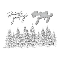 Seasons Greetings Evergreens Press Plate & Die Set from the More BetterPress Christmas Collection