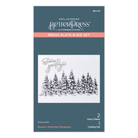 Seasons Greetings Evergreens Press Plate & Die Set from the More BetterPress Christmas Collection