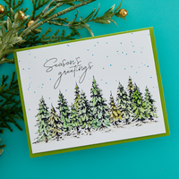 Seasons Greetings Evergreens Press Plate & Die Set from the More BetterPress Christmas Collection