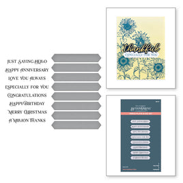 Fancy Sentiment Strips Press Plate & Die Set from the Serenade of Autumn Collection