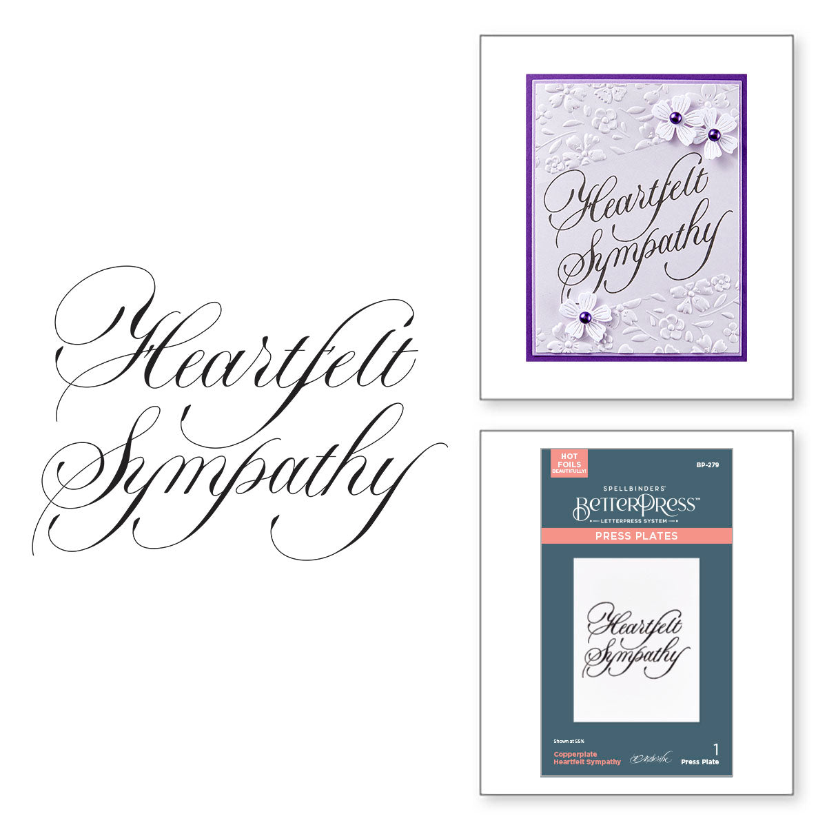 Spellbinders Copperplate Thinking Of You Press Plate – Metal Letterpress Plate For Card Making