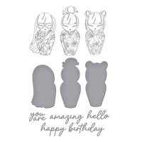 Kokeshi Dolls BetterPress Plate & Die Set