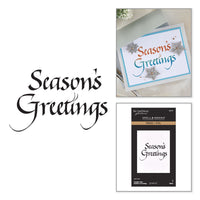 Upright Italic Seasons Greetings Press + Foil Plate by Paul Antonio