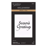 Upright Italic Seasons Greetings Press + Foil Plate by Paul Antonio