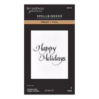 Upright Italic Happy Holidays Press + Foil Plate by Paul Antonio