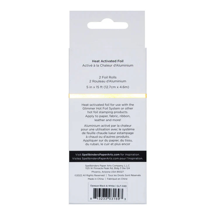 Feuille De Foil Opaque Noir & Blanc Spellbinders - Lot De 2 Pour Scrapbooking Et Cartes