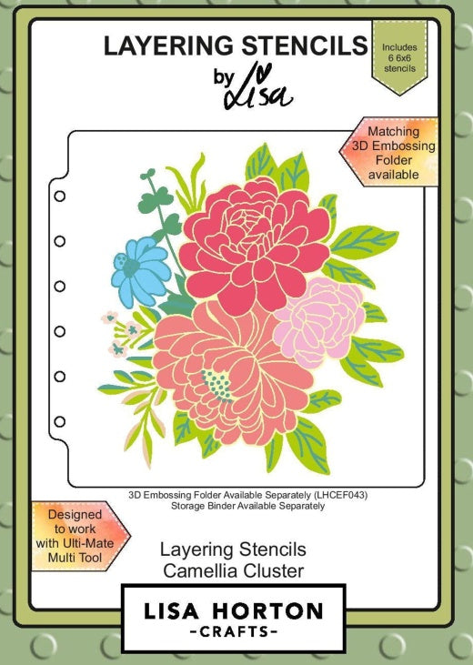 Camellia Cluster 6x6 Lisa Horton 3D Embossing Folder with Die OR Lay