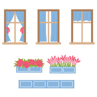 Everyday Windows, Curtains and Flower Boxes Etched Dies