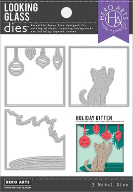 Hero Arts Looking Glass Holiday Kitten Dies - sale