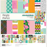Simple Stories Color Me Happy Collection Kit - 12 x 12 Paper Pack