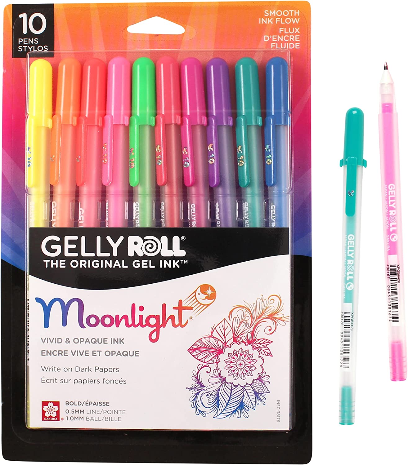 Assorted Moonlight Gel Ink Pens - 10 Piece Set